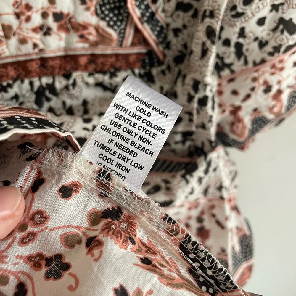 Calypso St. Barth Cream Blouse with Rust and Black Paisley Print - Picture 8 of 8